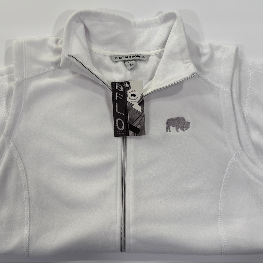 White Zip-Up Buffalo Vest